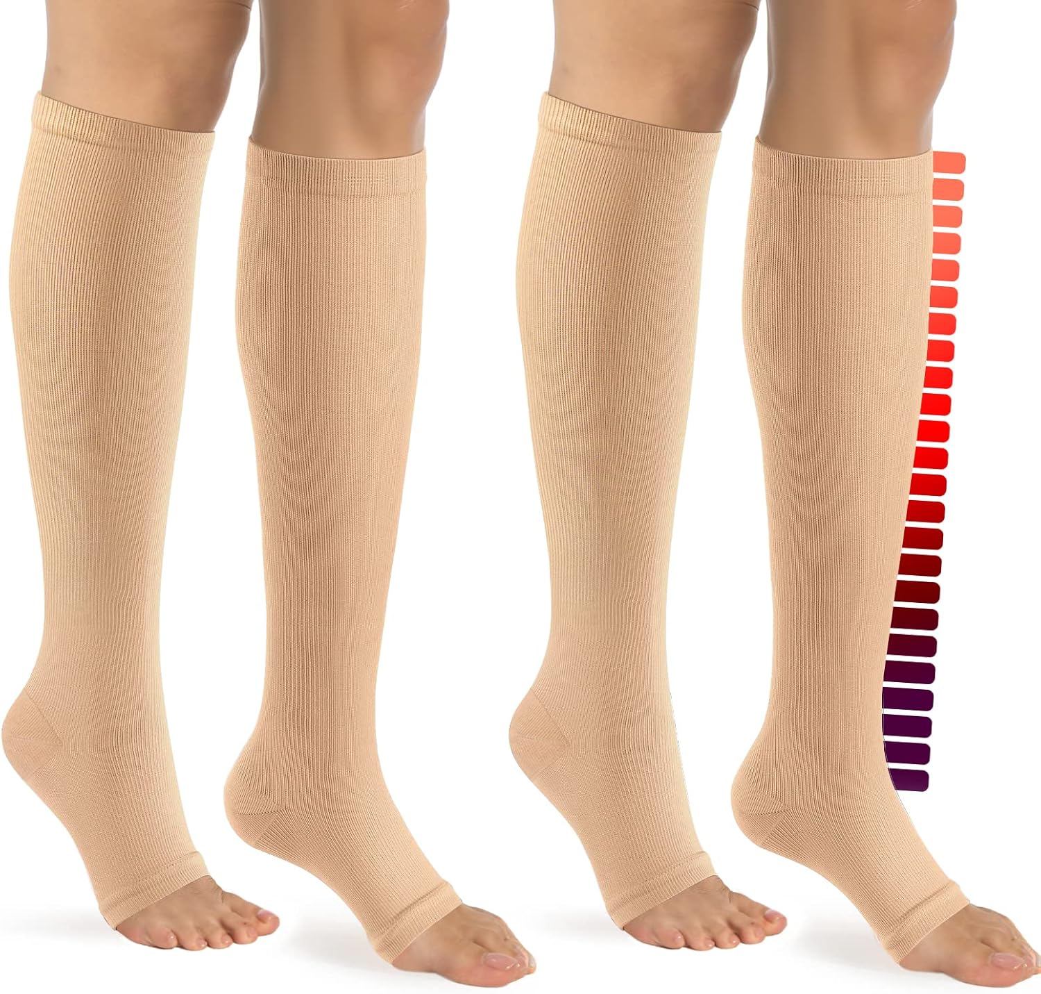 Copper Toeless Compression Socks for Women Men, Open Toe Socks 15-20mmHg is Best Support for All Day Wear