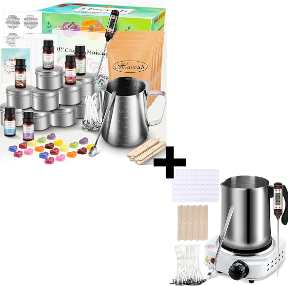 Haccah Complete Candle Making Kit,Candle Making Supplies,DIY Arts and Crafts Kits for Adults,Beginners,Kids Including Wax, Wicks, Rich Scents,Dyes,Candle tins,Melting Pot