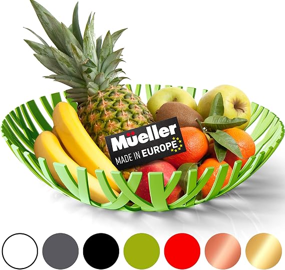 Mueller Fruit Basket, European Fruit Bowl, Fruit and Vegetables Holder for Counters, Kitchen, Countertop, Home Decor, High-end Look, Green