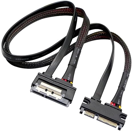 GELRHONR 22Pin SATA Power Extension Cable,22 Pin(7+15) Sata Male to Female Data and Power Combo Extension Cable with Locking Latch,for HDD,SSD,Optical Drives, DVD Burners, PCI Cards-50CM(6Gbps/s)