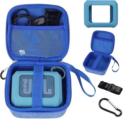 YouKnow Silicone Cover and Travel Case for JBL Go 4 Ultra Portable Bluetooth Speaker, with Removable Strap Attach to Bike Golf Cart Boat Silicone Cover and Travel Case Blue