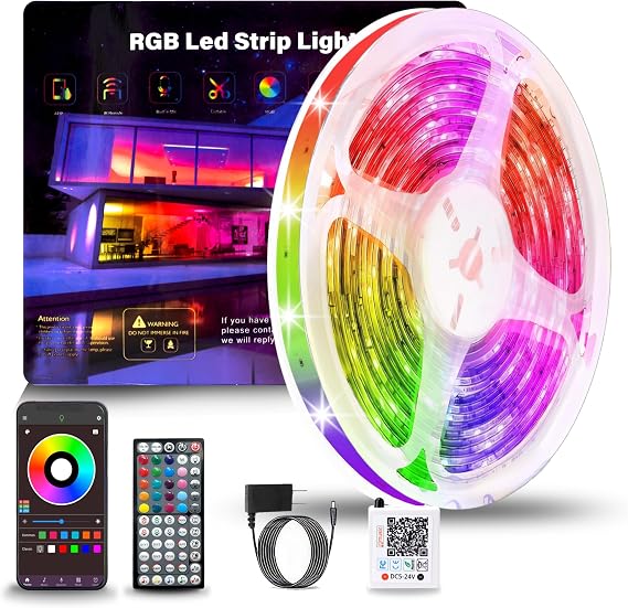 NBBUFF 50FT RGB Led Lights for Bedroom with Remote & App Control Music Sync | 1*50FT Led Strip Lights Color Changing, Dimmable Led Light Strip, Led lights for Room Decor Ambient Lighting Indoor