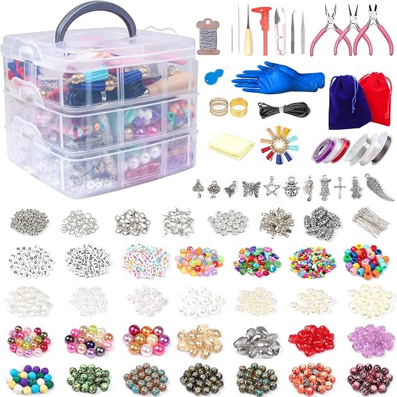 YUGDRUZY Jewelry Making Supplies Kit, 2831 pcs Bracelet Making Kits, Repair Tool with Jewelry Pliers, Jump Rings, Beads, Wire,Craft DIY Gifts