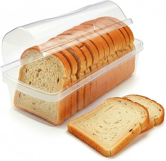 Kitchen Discovery Plastic Bread Box Container Preserve Bread Up To 5 Days and Keep Flavor and Freshness - Bread Box Plastic Storage