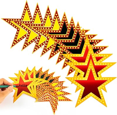 110 Pcs Movie Star Cardboard, 6 Inch Double Printed Red Carpet Awards Movie Night Cutouts Confetti for Bulletin Board Decorations Party Supplies Classroom Wall DecorRed, Black, Gold