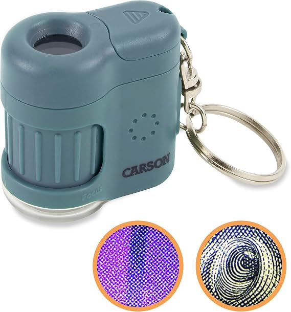 Carson MM-280B MicroMini™ Pocket Microscope Keychain, Blue
