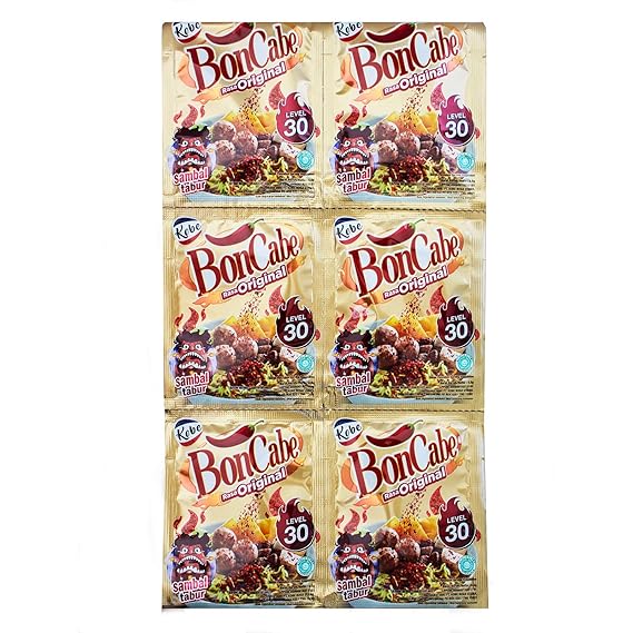 Kobe Bon Cabe (Boncabe) Sambal Tabur (Sprinkle Chili Flakes) Level 30, 7 Gram (24 Sachets)