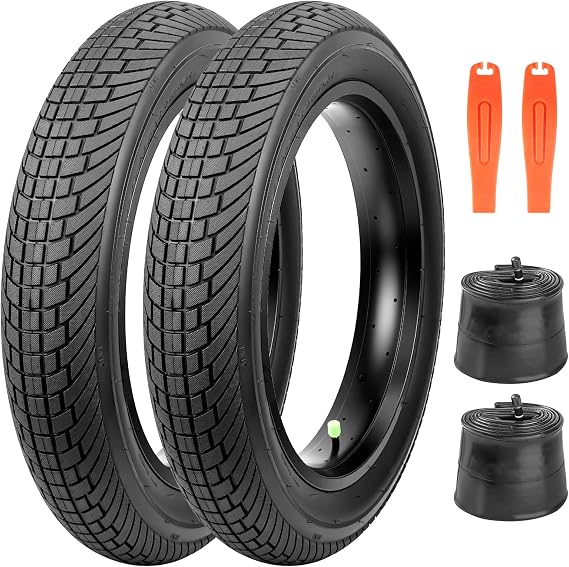 20x4.0 Fat Bike Tires 2-Pack - All-Terrain Bicycle & E-Bike Tires with Shallow Block Tread for Superior Grip, Excellent Water Dispersion