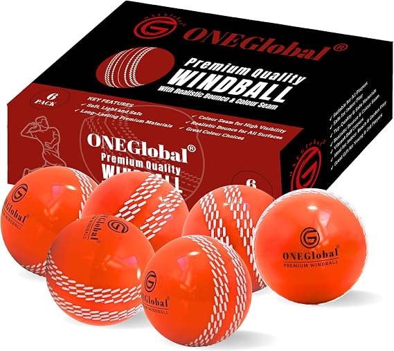 Premium Windball Soft Cricket Ball | Durable & Safe, Colour Seam, True Bounce & Swing | Wind Ball for Outdoor & Indoor Practice, Coaching, Garden & Beach Games