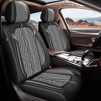 Car Seat Covers for Jeep Patriot 2010-2017: 5 Seat Full Set Faux Leather Seat Covers, 5 Seat Full Set, Black & Grey