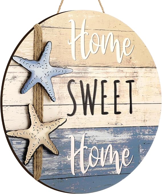 Wesiti Beach Front Door Decor Home Sweet Home Sign Wall Hanging Decor
