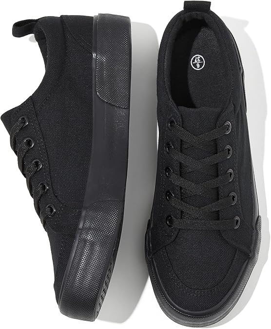 Uoidru Canvas Shoes for Women White Tennis Sneakers Womens Black Shoes Casual Comfortable Low Top Skateboard Fashion Sneakers