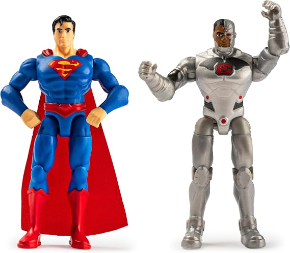 DC Comics, 4-Inch SUPERMAN and CYBORG Action Figure 2-Pack with 6 Mystery Accessories, Adventure 1