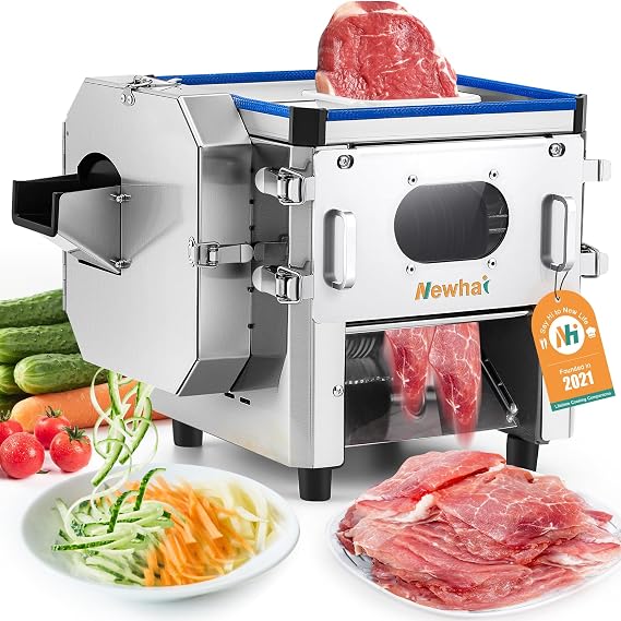 Newhai 2-in-1 Commercial Meat & Vegetable Cutter, 850W 5mm Slicer 110V