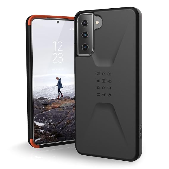 URBAN ARMOR GEAR UAG Designed for Samsung Galaxy S21 Plus Case Black Sleek Ultra-Thin Shock-Absorbent Civilian Protective Cover, [6.7 inch Screen]