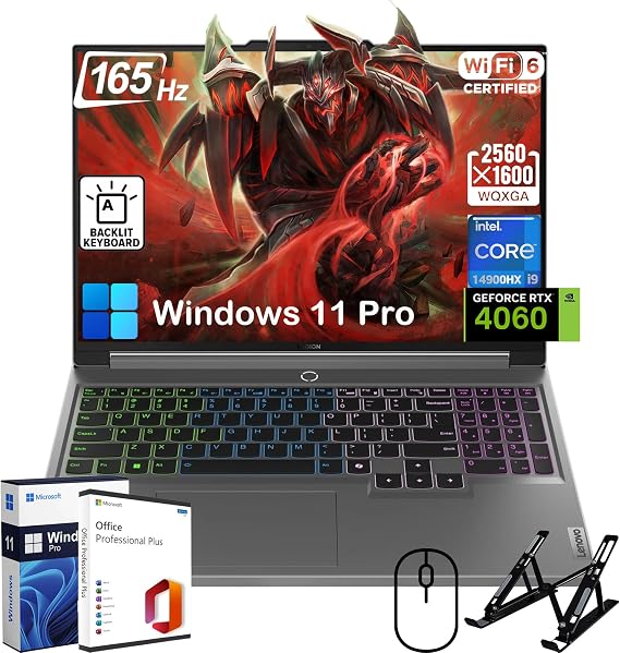 Lenovo Legion 5i Gaming Laptop - with Office Lifetime, Intel 24-Core i9-14900HX CPU, 16" 165Hz Display, GeForce RTX 4060, RGB Backlit, Wi-Fi 6, Win 11 Pro, w/cefesfy Accessories(32GB DDR5 | 1TB SSD)