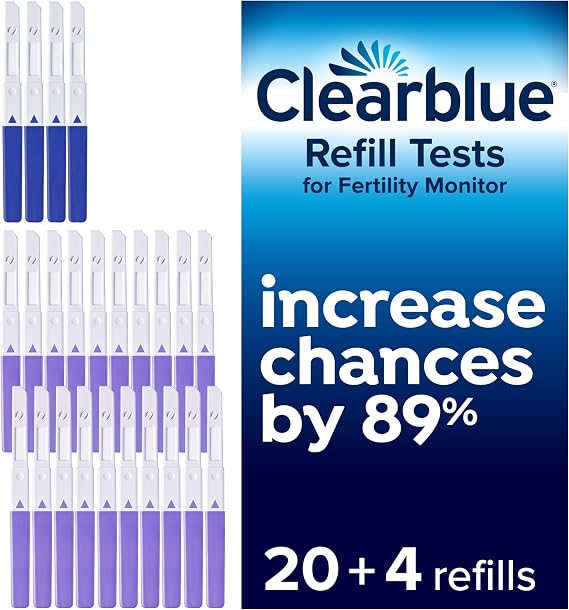 Clearblue Refill Pack for Advanced Fertility Monitor: 20 Fertility Tests for Ovulation & 4 Pregnancy Tests, 24 Units (Monitor Sold Separately), Packaging May Vary