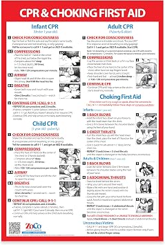 ZOCO CPR Poster (10-Pack) Heimlich Maneuver & First Aid Instructions for Infant, Child, Adult Laminated 12x18 Restaurant, School Nurse, Daycare, Office Safety Sign