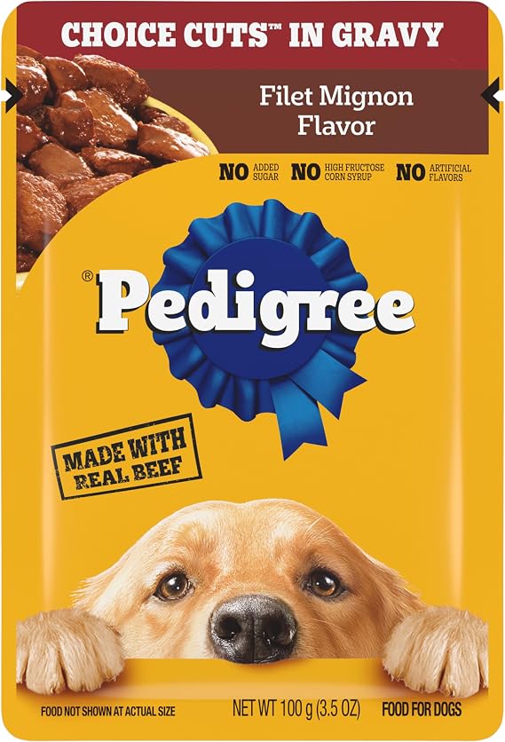 Pedigree Choice Cuts in Gravy Wet Dog Food Pouch, Filet Mignon, 3.5 oz.