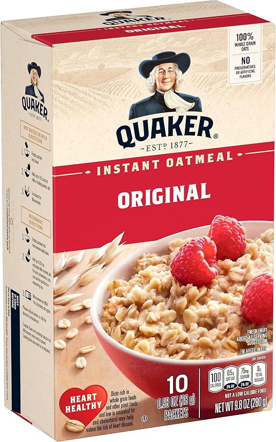 Quaker Instant Oatmeal, Original, 0.98oz Packets (10 Pack)