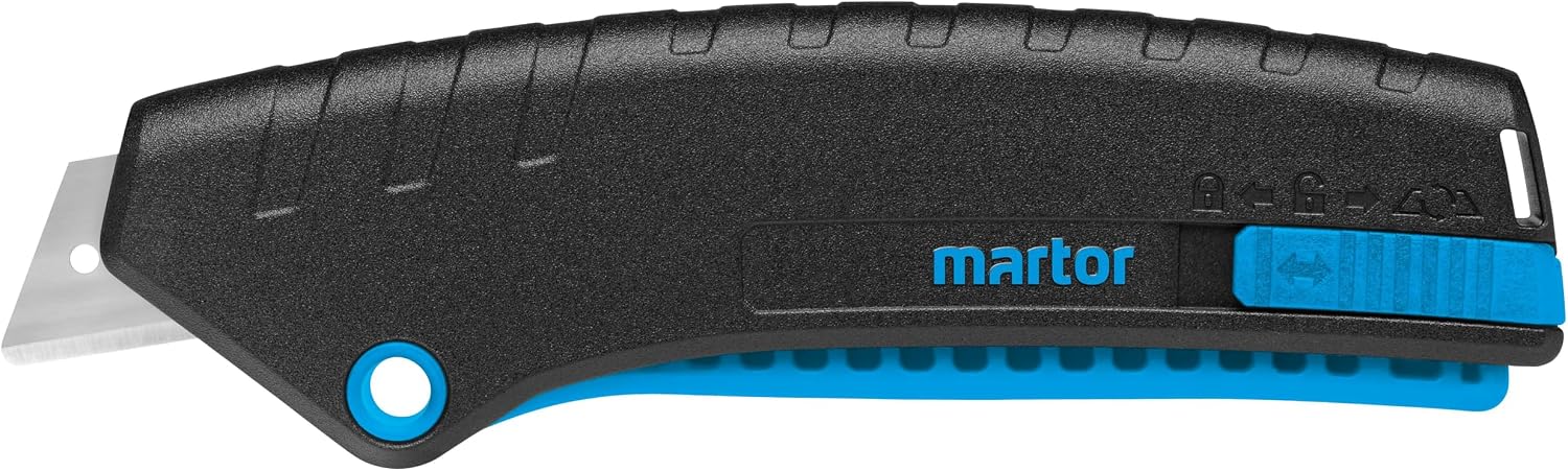 MARTOR Safety Knife with Blade retraction, SECUNORM MIZAR, Professional Cutters, Lightweight, Plastic, for Right and Left Hander, Logistics