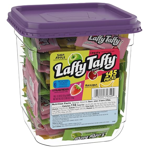 Laffy Taffy Assorted Mini Bars, Fruity Candy, Individually Wrapped, 145 Ct