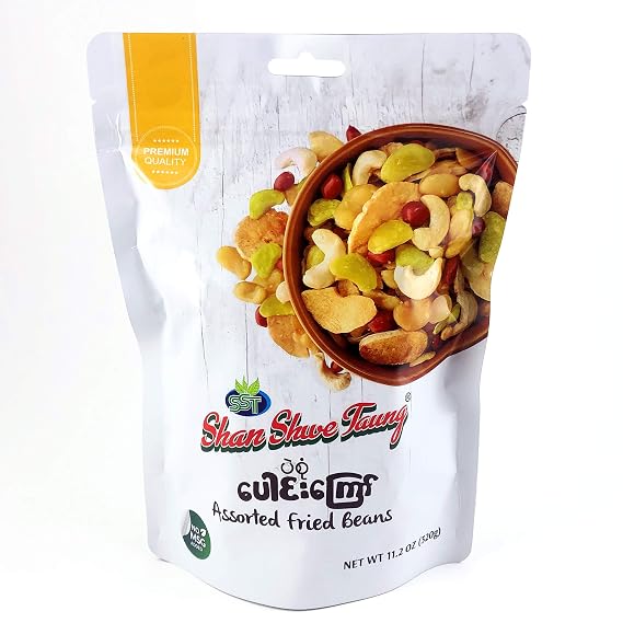 Assorted Fried Beans (Crunchy Mix) for Myanmar Tea Salad (Laphet Thoke) 11.2 oz (320g)