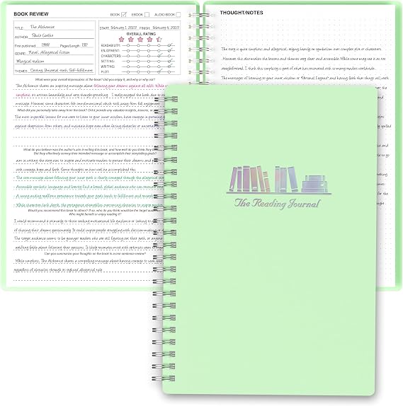 snootion Reading Journal - Book Journal Reading Log for Review and Track Your Reading Progress - Gift Book Accessories for Book Lovers and Voracious Readers-52 Books, A5 Size (Green)