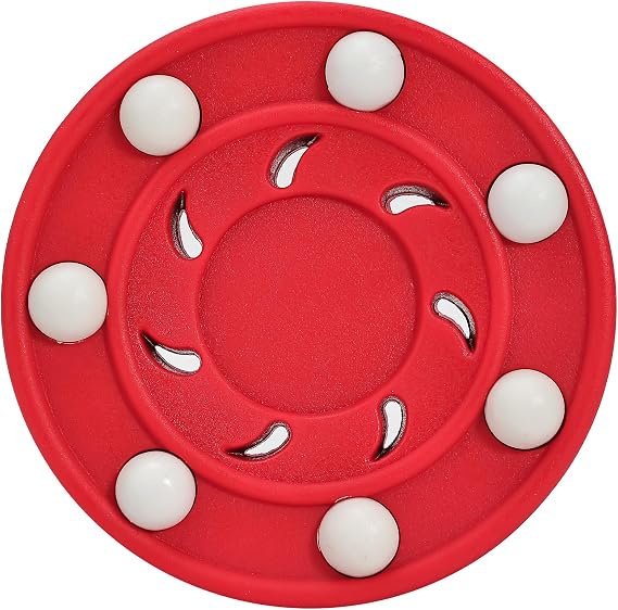 Street Roller Hockey Pucks - Outdoor Hockey Street Pucks with Rollers - Street,Roller and DEK Hockey-Single Pucks(Red - 1 Count)