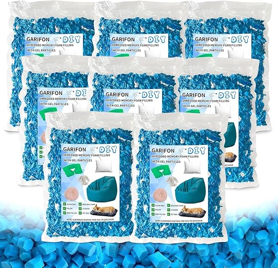 40.1lbs Bean Bag Filler, Pillow Filler Stuffing, Bean Bag Filling, Shredded Memory Foam Filling, Punching Bag Filler, Foam Refill for Pouf/Ottoman Stuffing/Boxing Bag,Added Gel Particles