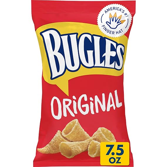 Bugles Original Crispy Corn Snacks, Snack Bag, 7.5 oz | Classic Savory Cone Shape, Great as a Crunchy Topping for Soups & Salads, Perfect for Party & Snack Mixes