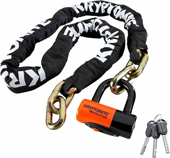 Kryptonite New York FAHGETTABOUDIT 1217 Bike Chain Lock, 5.5 FT Long 12mm Steel Chain Heavy Duty Anti-Theft Bicycle Chain Lock with Keys, Ultimate Security for E-Bike, Motorcycle, Scooter | chain-bike-locks