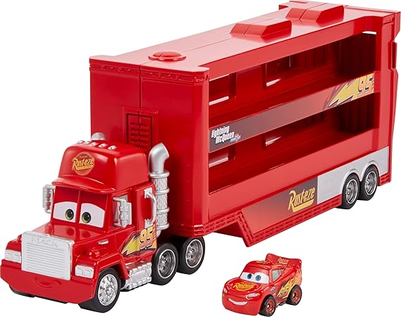 Mattel Disney and Pixar Cars Mack Mini Racers Hauler | Large-Scale Toy Holds 18 Miniature Cars & Includes 1 Die-Cast Lightning McQueen, Play, Storage & Display