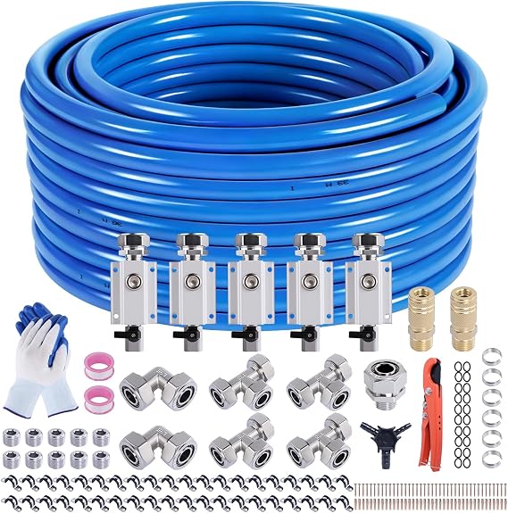 3/4" x 200FT Shop Air Line Kit, 186PCS Compressed Air Piping Kit