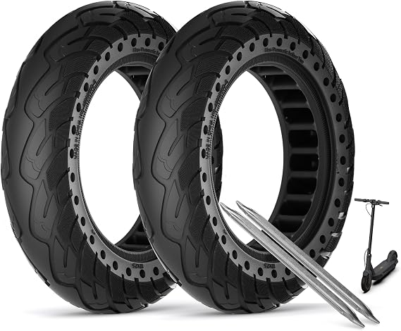 stio Solid Rubber Tire 10x2.5 inch for Segway Ninebot MAX G30 G30P G30LP/Hiboy S2 MAX,Dual Shock Absorption Honeycomb Explosion-Proof Front/Rear Tire 2PCS