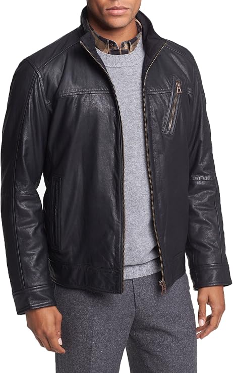 Neuf Homme Véritable Veste En Cuir D'agneau Noir Slim fit Moto Veste Motard NLJUK225