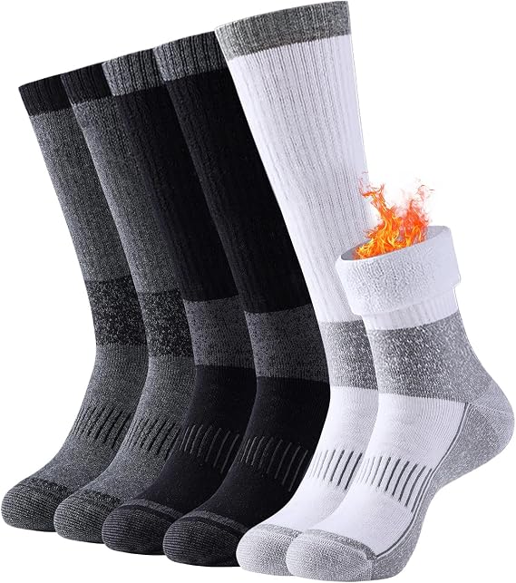 Wool Socks for Men & Women - Thermal Boot Socks, Moisture-Wicking & Breathable, 3-Pack