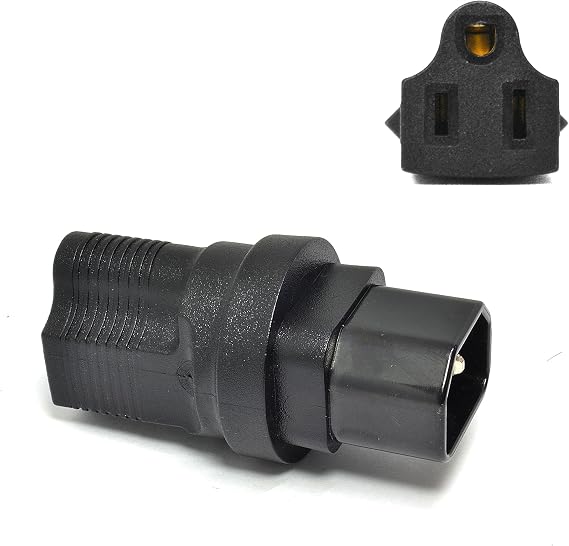 Ceptics IEC USA NEMA 5-15R to IEC 60320-C14 Adapter Plug - ETL Certified - Industrial Grade (IG-320),Black