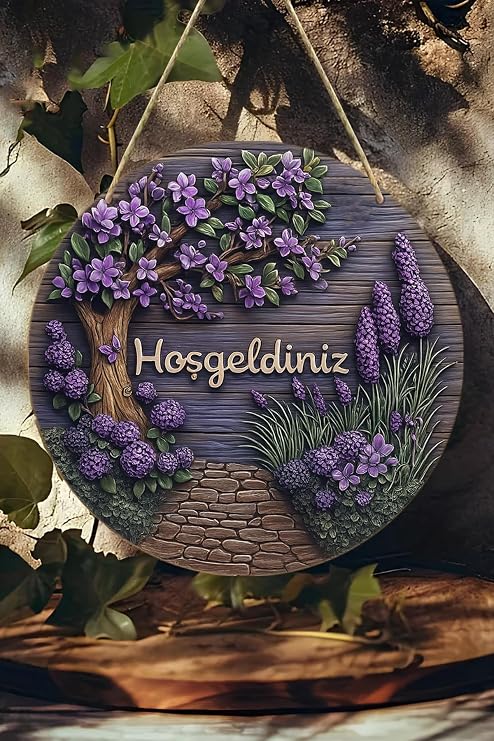 Hoş Geldiniz 3D Görünümlümdf Kapı Süsü | Askılı Silinebilir Uv Baskılı Dekoratif33 Cm Ks014,Çok Renkli 20 X