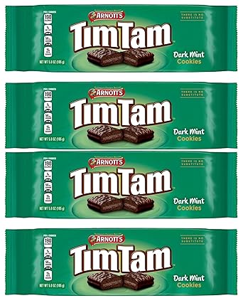 Tim Tam Delicious DARK MINT Biscuit Cookies (Pack of 4 x 165g EA) Aussie Made & Loved ...
