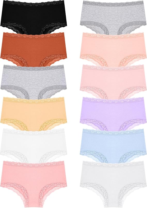 Sth Big Cotton Underwear for Women High Waisted Womens Underwear Pack Sexy Lace Edge Bikini Cheeky Panties Brief (XL)