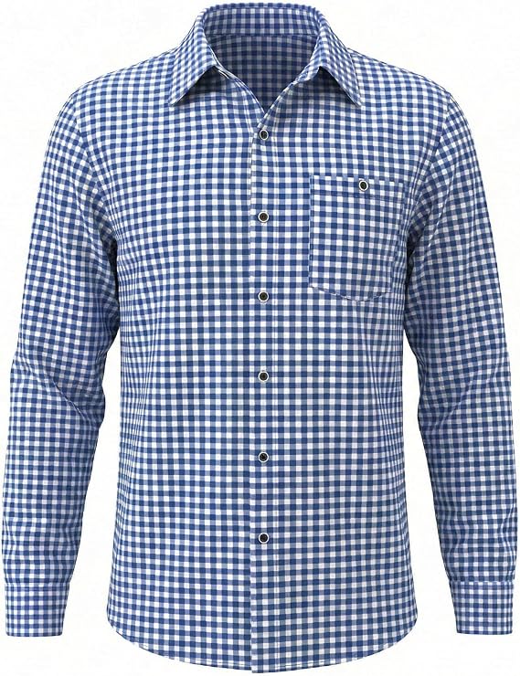 TRIWORKS Trachtenhemd Herren Langarm Kariert – Oktoberfest Hemd mit Tasche Atmungsaktiv & Pflegeleicht Herrenhemd für Trachten & Festlichkeiten S-5XL