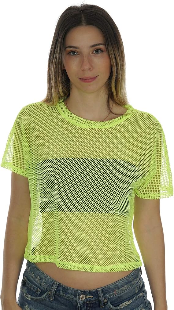 Sheer Mesh Fishnet Rave Festival Women's Crop Top
