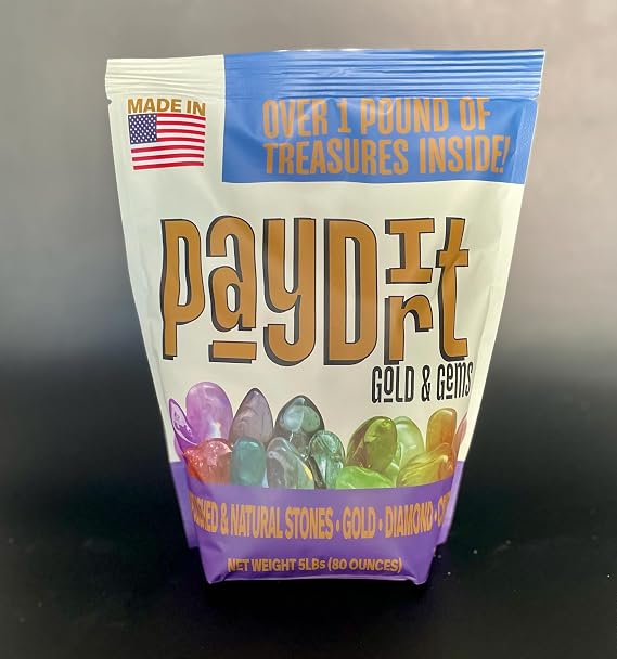 Treasure Hunters Paydirt Gold & Gems kit Uncover Genuine Gemstones, Crystals & Fossils | Educational Science Activity for Kids & Adults | Ages 5+