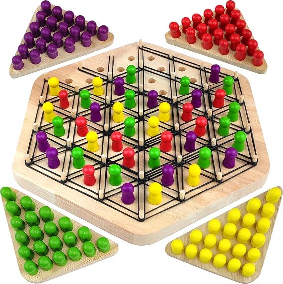 Chain Triangle Chess Game, Geometric Triangle Chess Set for Kids | Triangle Rubber Elastic Band Board Game, Family Game, Puzzle Strategy Game for 4 Players, Portable Toy Game for Kids Adult