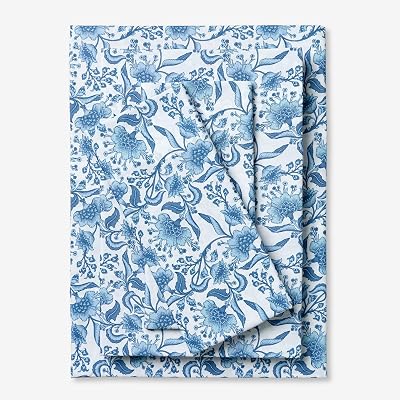 BrylaneHome Comfort Cloud Floral Sheet Set - Full, Blue