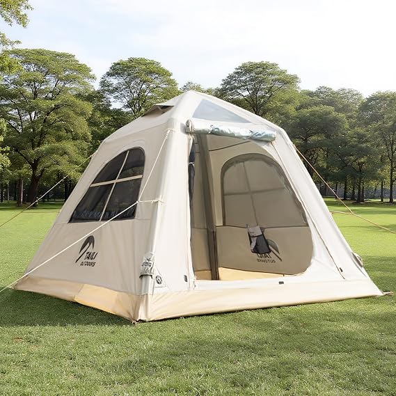 TAILI Inflatable Blow Up Tent for Camping with Hand Pump for 3/4/6 Person, Easy Setup Outdoor Inflatable Oxford Waterproof Air Tent House for Family Camping Adult