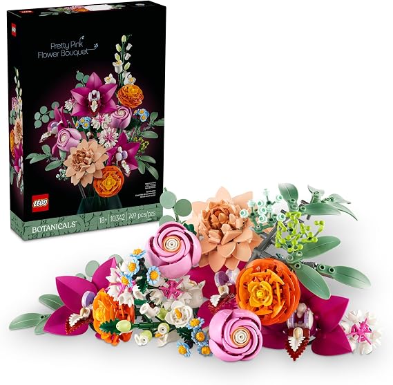 LEGO Botanicals Pretty Pink Flower Bouquet Building Set for Adults - Gifts for Birthdays - Artificial Flowers for Decor or Table Display - 10342