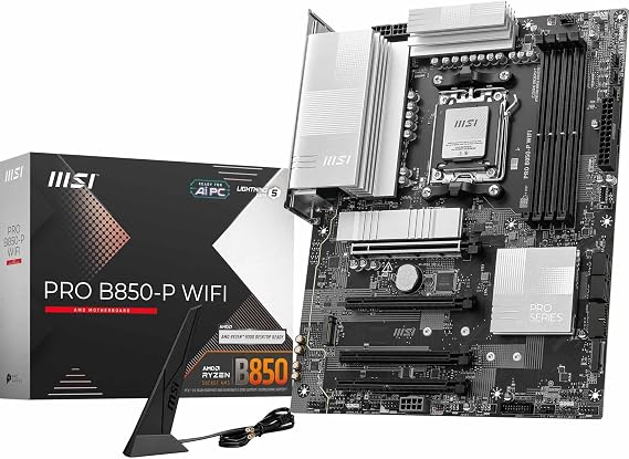 MSI PRO B850-P WIFI Anakart, ATX - AMD Ryzen 9000/8000 / 7000 İşlemcileri, AM5 - DDR5 Bellek Arttırmayı (8200+ MT/s OC), PCIe 5.0 x16 ve 4.0 x16, M.2 Gen5, Wi-Fi 7, 5G LAN'ı destekler