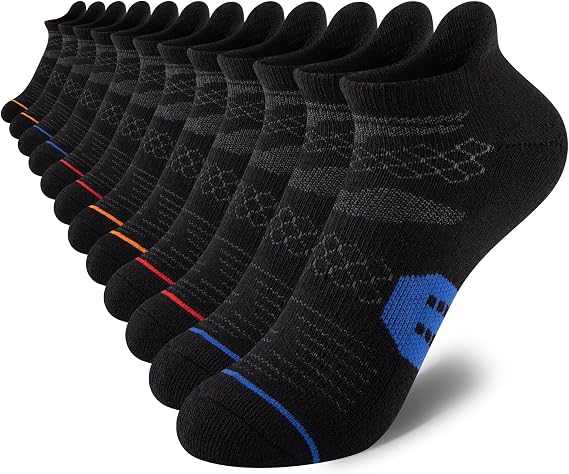 Comfoex Boys Socks Ankle Athletic Cotton Sports Socks With Cushioned Sole Big Little Kids 6-8 8-10 Years Old 6 Pairs